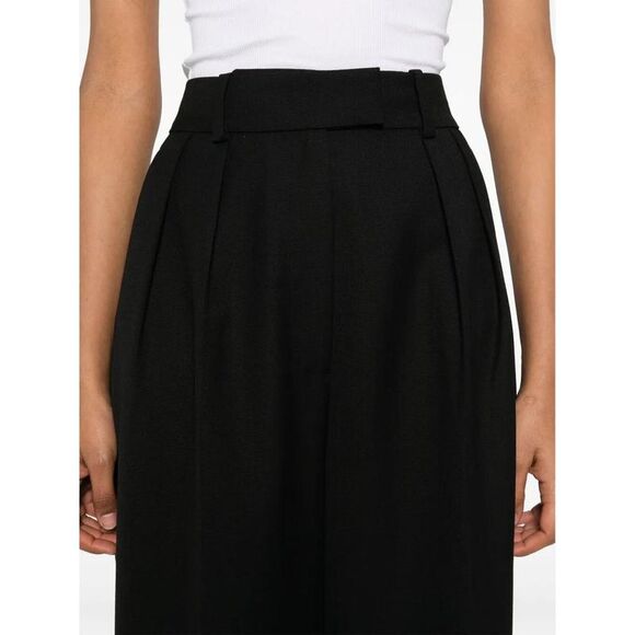 ANINE BING High-Waisted Pleated Wide-Leg Trousers Women BLACK Pants - Picture 4 of 5